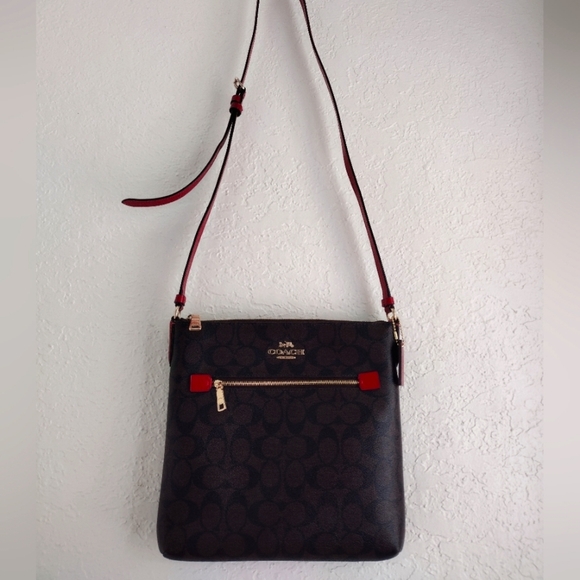 Coach Women's Mini Rowan File Top Zip Crossbody Bag in Signature Canvas C1554 - Picture 5 of 15